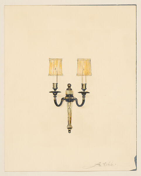 Photograph of a sconce, Louis C. Tiffany (American, New York 1848–1933 New York), Photograph with watercolor and graphite additions, American 
