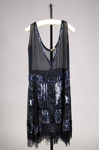 Evening dress, Silk, beads, sequins, American 