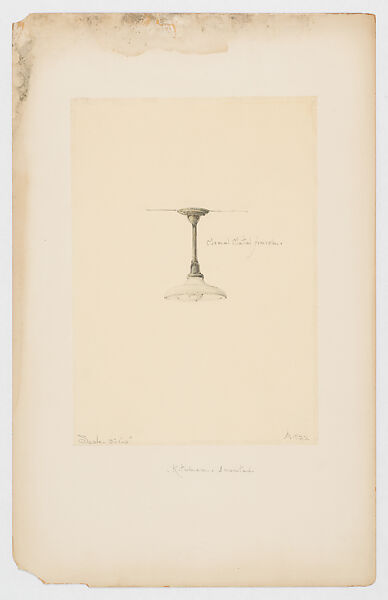 Design for hanging ceiling light fixture, Louis C. Tiffany (American, New York 1848–1933 New York), Graphite and colored pencil on tissue paper pasted on heavy paper support., American 
