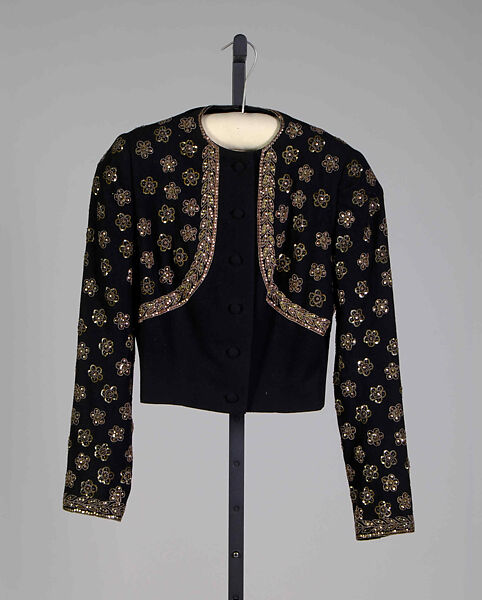 Evening jacket, Mainbocher (French and American, founded 1930), Wool, sequins, beads, American 