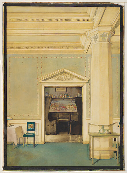 Design for club interior, Louis C. Tiffany (American, New York 1848–1933 New York), Graphite, watercolor, and ink on paper mounted on boardTR., American