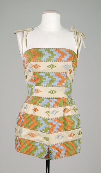 Bathing suit, Carolyn Schnurer (American, born New York, 1908–1998 Palm Beach, Florida), Cotton, American 