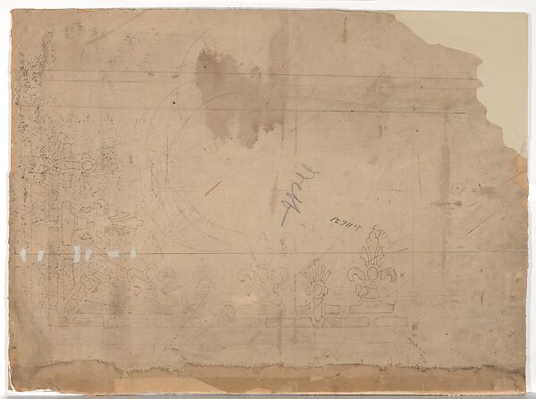 Design for a fireplace wall, Louis C. Tiffany (American, New York 1848–1933 New York), Watercolor, ink and graphite on paper, mounted on board, American