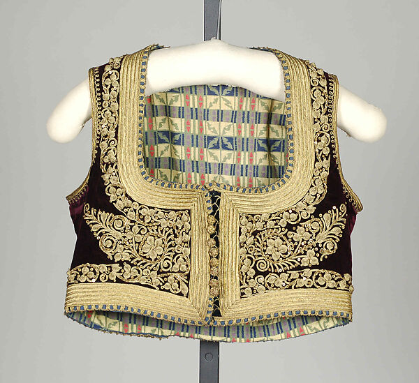 Vest, Silk, cotton, metallic, sequins, metal