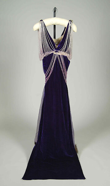 Evening dress, Silk, fur, beads, metallic, probably American