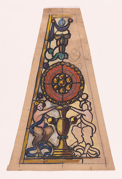 Design for a lampshade panel, Louis C. Tiffany (American, New York 1848–1933 New York), Watercolor, gouache, and graphite on paper, American 