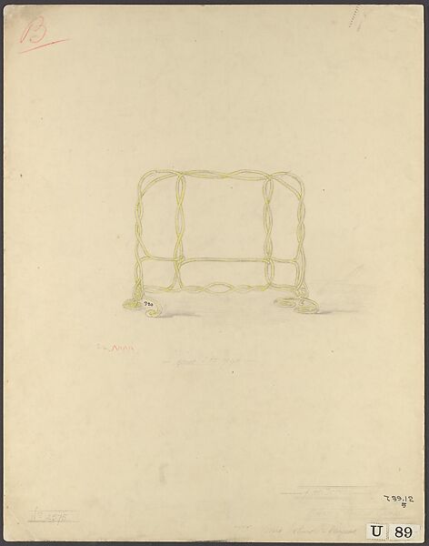 Design for firescreen, Louis C. Tiffany (American, New York 1848–1933 New York), Watercolor and graphite on off-white lightweight artist board, American 