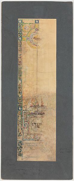 Design for window, Louis C. Tiffany  American, Gouache, watercolor and graphite on transparent paper mounted on board in original mat., American