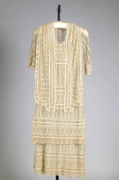 Evening dress, Silk, cotton, American 