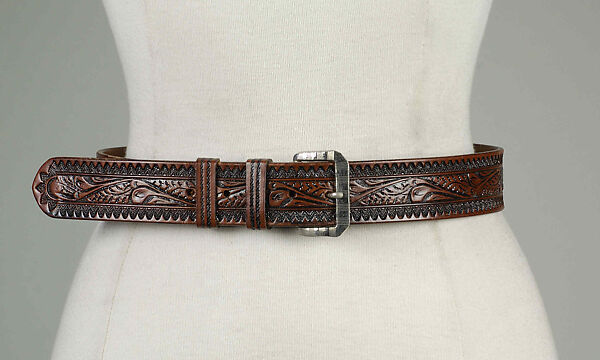 Belt, Justin-Barton (American), Leather, metal, American 