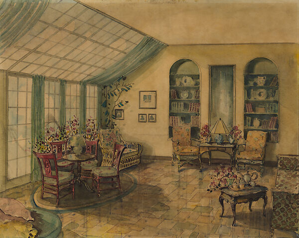 Design for a solarium, Louis C. Tiffany (American, New York 1848–1933 New York), Opaque and transparent watercolor and graphite on paper, American