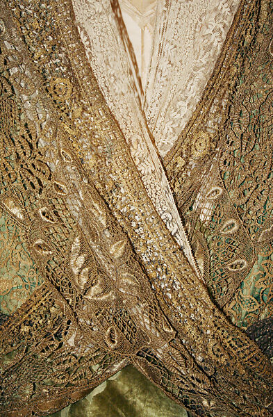 Evening dress, Silk, metallic, probably American