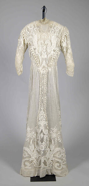 Afternoon dress, Cotton, probably French