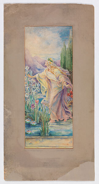 Design for Window, Louis C. Tiffany (American, New York 1848–1933 New York), Watercolor, gouache, and graphite on paper mounted on board in original matt, American