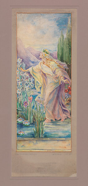 Design for Window, Louis C. Tiffany (American, New York 1848–1933 New York), Watercolor, gouache, and graphite on paper mounted on board in original matt, American