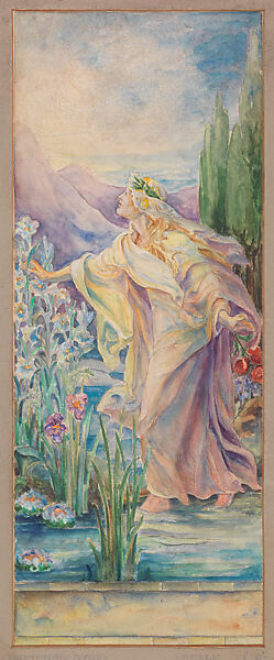 Design for Window, Louis C. Tiffany (American, New York 1848–1933 New York), Watercolor, gouache, and graphite on paper mounted on board in original matt, American