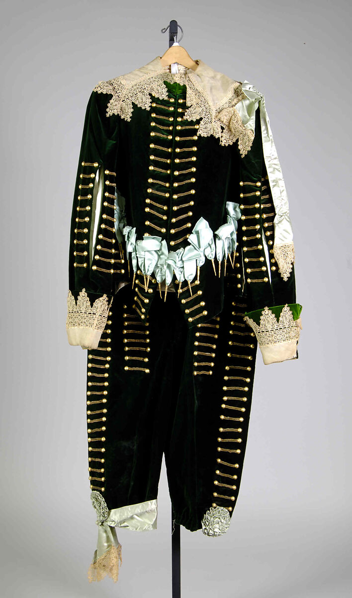 Evening suit, Silk, metallic, cotton, British