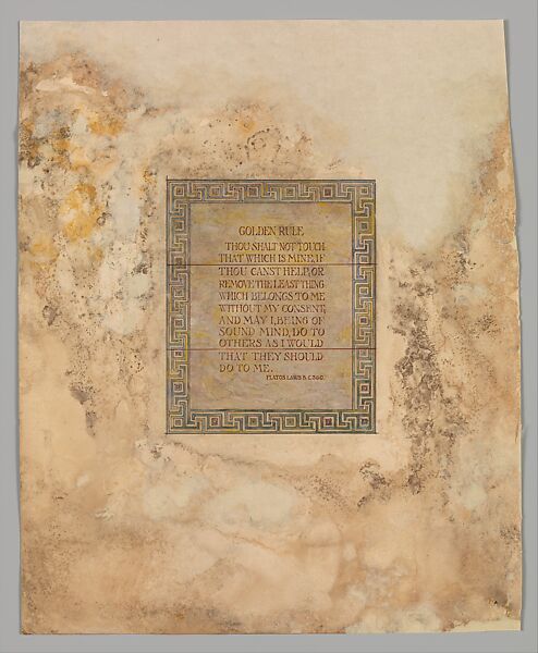 Design for mausoleum window, Louis C. Tiffany (American, New York 1848–1933 New York), Watercolor on paper, American 