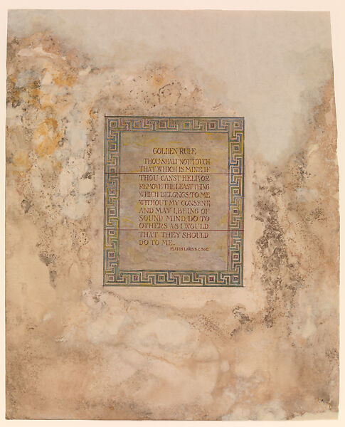 Design for mausoleum window, Louis C. Tiffany (American, New York 1848–1933 New York), Watercolor on paper, American