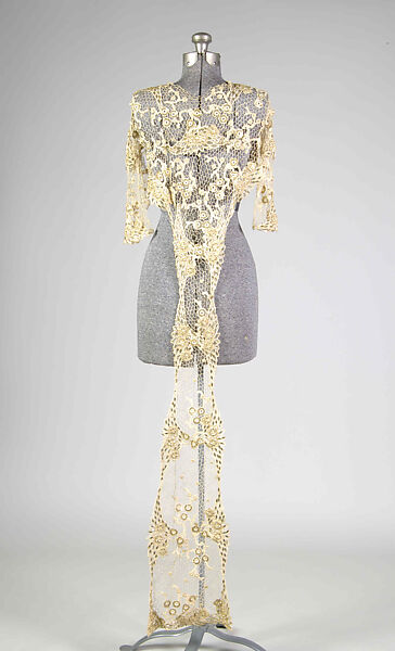 Evening jacket, Linen, sequins, beads, probably French