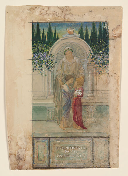 Charity, Buford Memorial, St. Paul's Episcopal Church, Richmond, Virginia, Louis C. Tiffany (American, New York 1848–1933 New York), Transparent and opaque watercolor, graphite on gelatin silver print, American