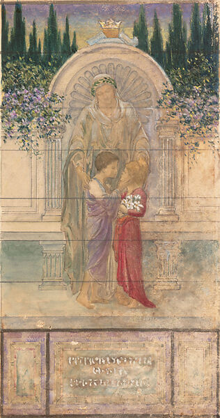 Charity, Buford Memorial, St. Paul's Episcopal Church, Richmond, Virginia, Louis C. Tiffany (American, New York 1848–1933 New York), Transparent and opaque watercolor, graphite on gelatin silver print, American