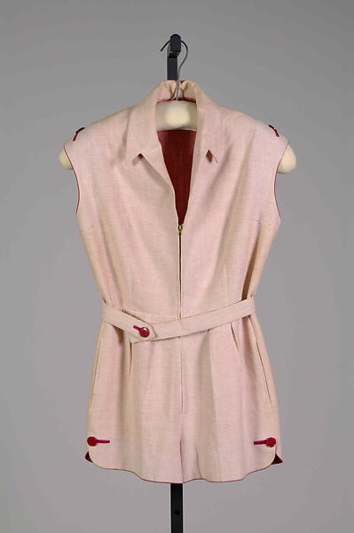 Playsuit, Attributed to Carolyn Schnurer (American, born New York, 1908–1998 Palm Beach, Florida), Cotton, probably French 