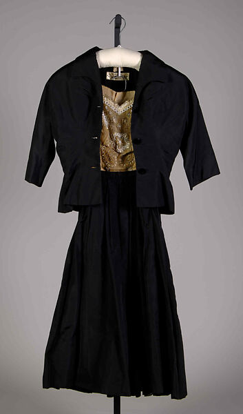 Suit, House of Dior (French, founded 1946), Silk, cotton, beads, rhinestones, French 