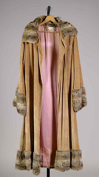 Evening coat, House of Patou (French, founded 1914), Silk, fur, metallic, French 