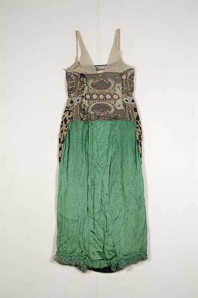 Evening dress, Silk, beads, metallic, probably French