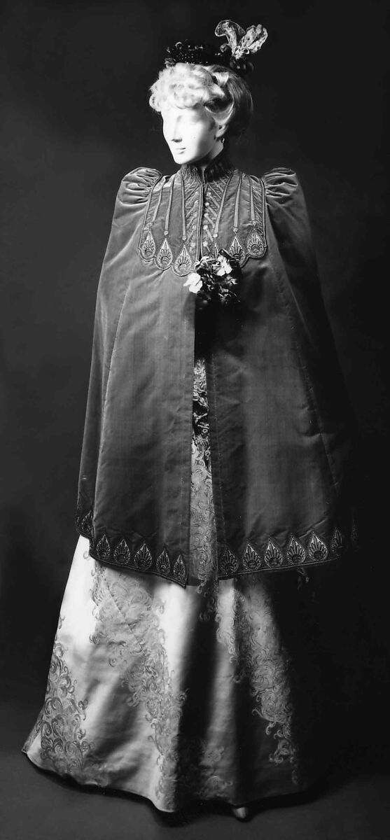 Evening cape, Maison Pingat (French), Silk, metallic, beads, stones, French