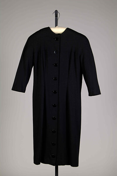 Dress, Authorized copy of Cristobal Balenciaga (Spanish, Guetaria, San Sebastian 1895–1972 Javea), Wool, French 