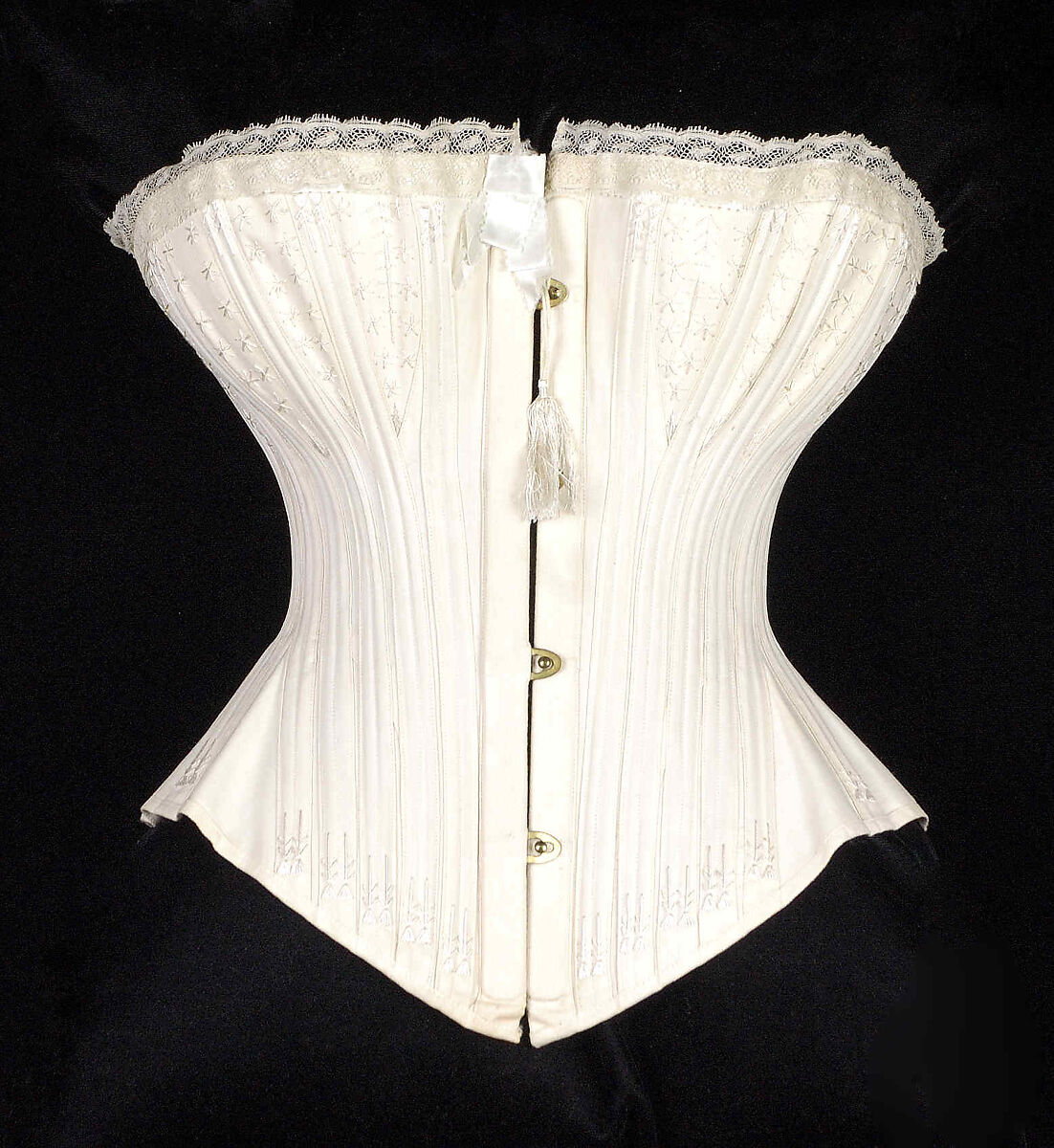 Wedding Corset, W.S. Thomson &amp; Company (British), Cotton, metal, bone, silk, British 