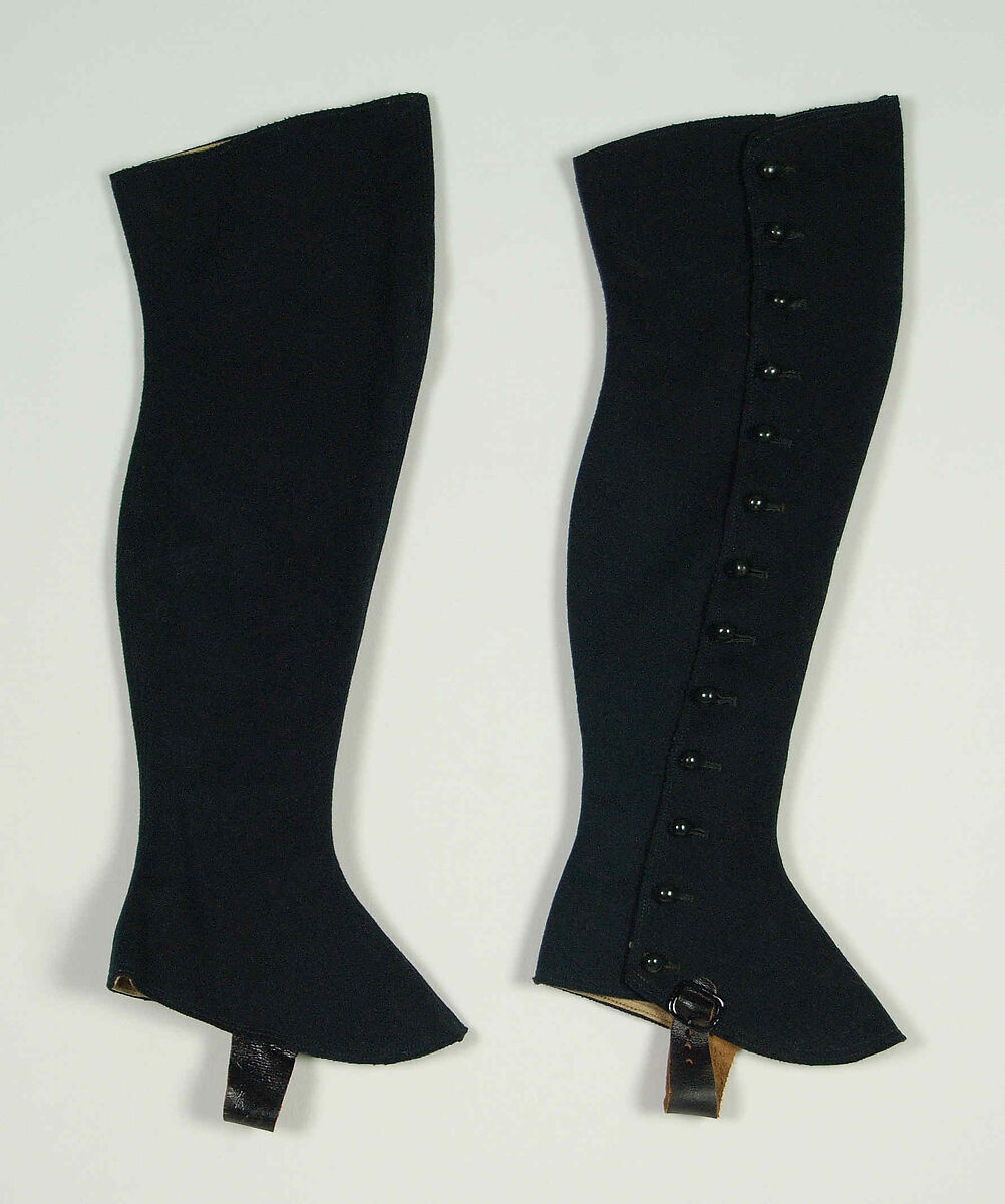 Gaiters, Wool, leather, linen, American 