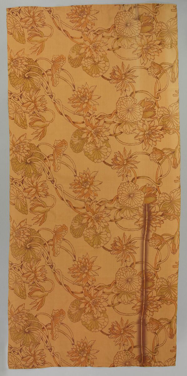 Water-lily panel, Associated Artists (1883–1907), Warp-printed silk, American 