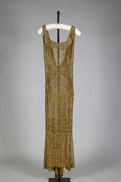 Evening dress, House of Patou (French, founded 1914), Silk, metallic, French 