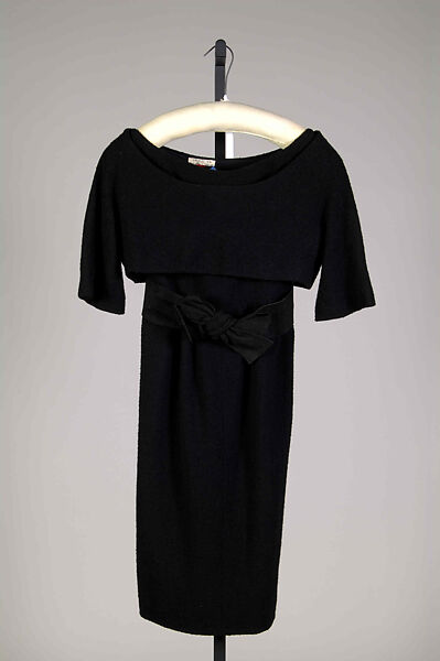 Cocktail dress, House of Givenchy (French, founded 1952), Wool, leather, French 