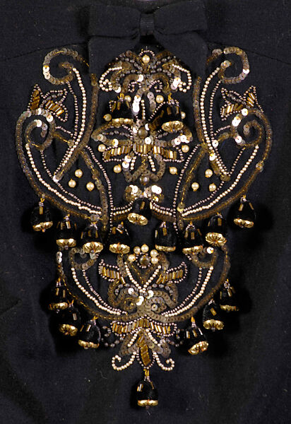 Evening blouse, Attributed to Mainbocher (French and American, founded 1930), Wool, beads, sequins, American