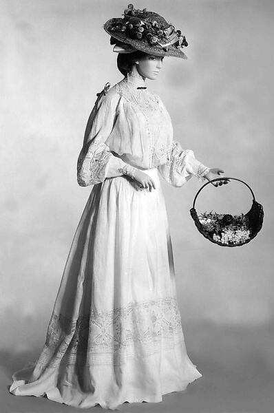Dress, Cotton, linen, French