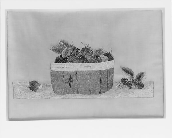 Needlework Picture, Embroidered silk thread on linen, American