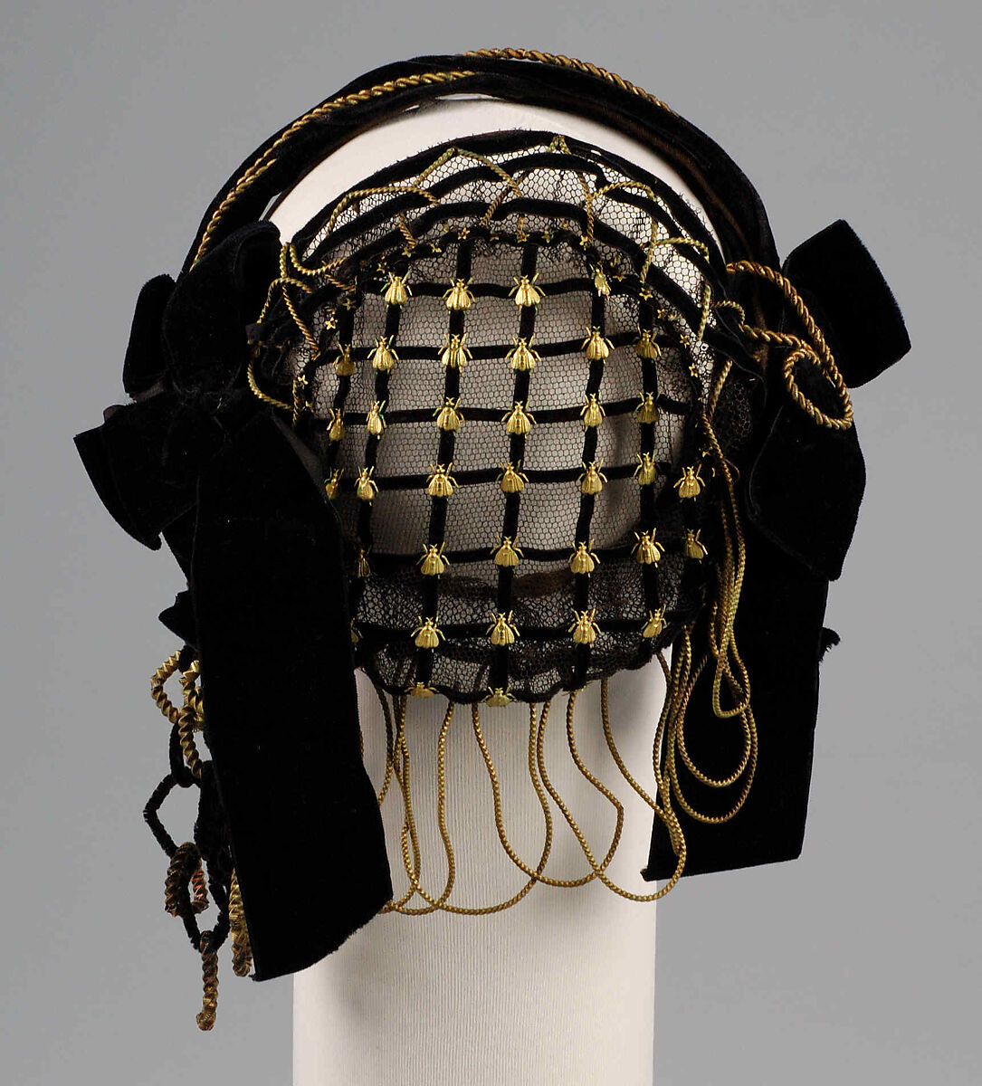 Evening headdress, Silk, metal, beads, American