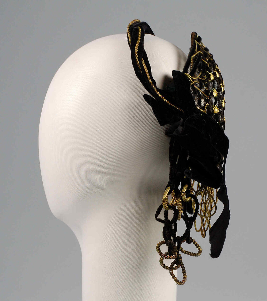 Evening headdress, Silk, metal, beads, American 