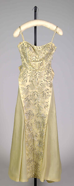 Evening dress, Fontana (Italian, founded 1943), Silk, beads, rhinestones, sequins, Italian 