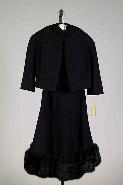 Evening ensemble, Pauline Trigère (American, born France, Paris 1908–2002 New York), Wool, fur, American 