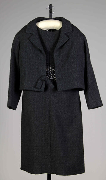 Cocktail ensemble, House of Dior (French, founded 1946), Wool, beads, mineral, French 