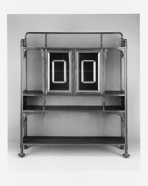 Cabinet, Herter Brothers (German, active New York, 1864–1906), Rosewood (secondary wood: poplar), brass inlay, beveled glass doors, velvet lining., American 