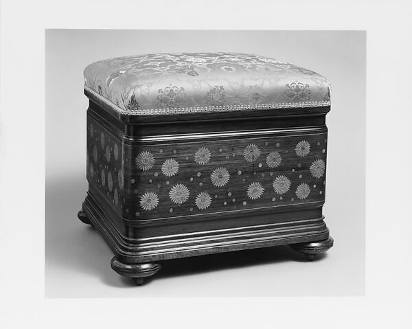 Ottoman, Herter Brothers (German, active New York, 1864–1906), Rosewood (secondary woods: cedar, chestnut), leather, replacement upholstery, American