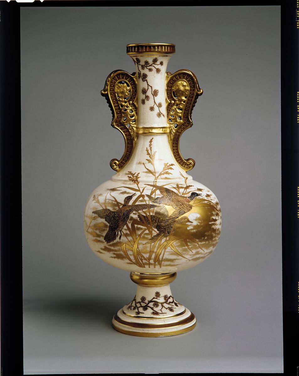 Vase, Faience Manufacturing Company (American, Greenpoint, New York, 1881–1892), Earthenware, glazed and painted with overglaze polychrome enamels raised paste decoration, American