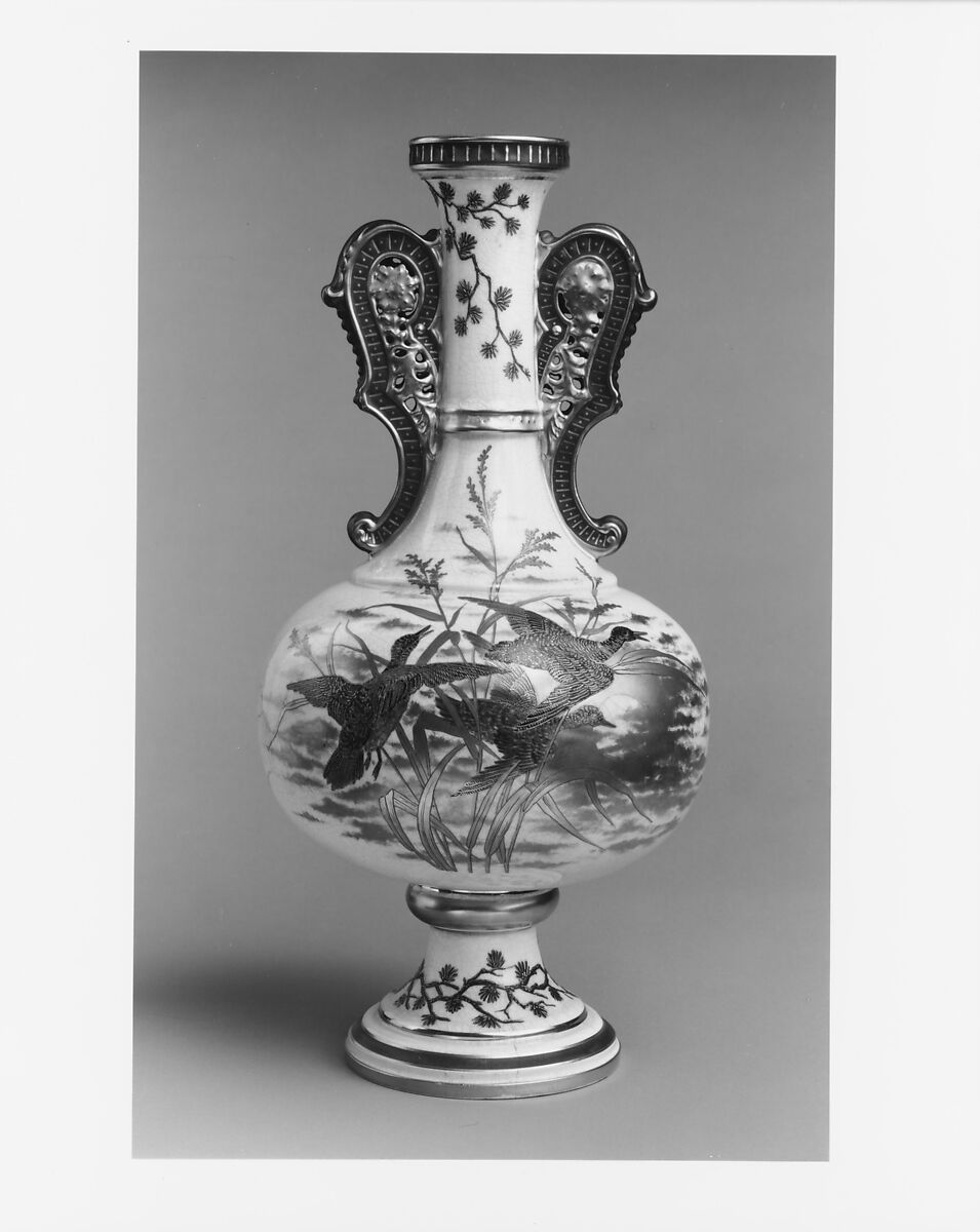 Vase, Faience Manufacturing Company (American, Greenpoint, New York, 1881–1892), Earthenware, glazed and painted with overglaze polychrome enamels raised paste decoration, American