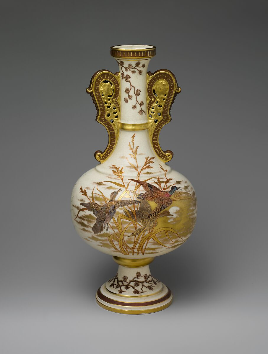 Vase, Faience Manufacturing Company (American, Greenpoint, New York, 1881–1892), Earthenware, glazed and painted with overglaze polychrome enamels raised paste decoration, American 